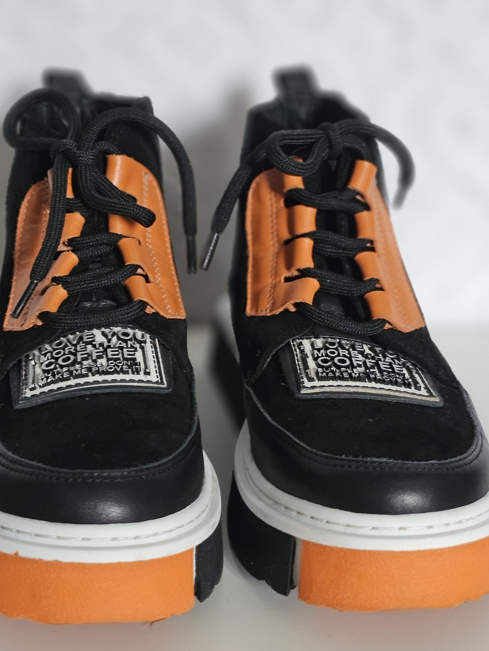 De Mario Black & Orange Women's Platform Ankle Booties - (Brand Unspecified)